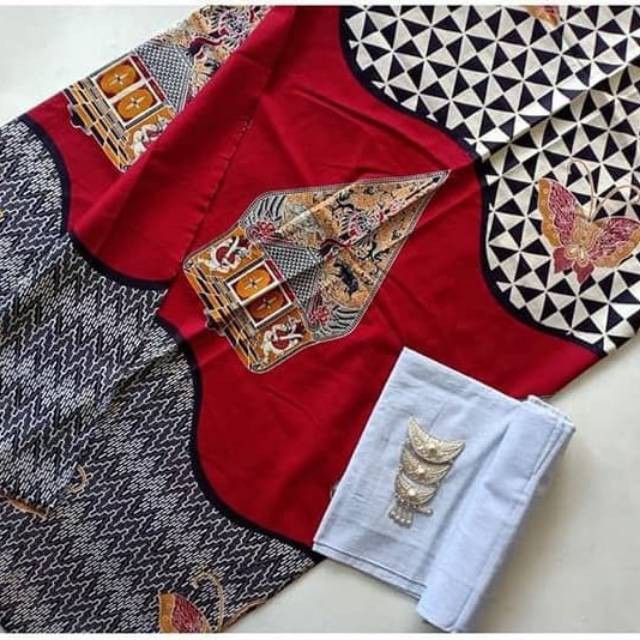 KAIN BATIK SOLO GUNUNGAN WAYANG MERAH ( KATUN PRIMISSIMA ) KEBAYA MANTEN SESERAHAN JAWA BAGUS