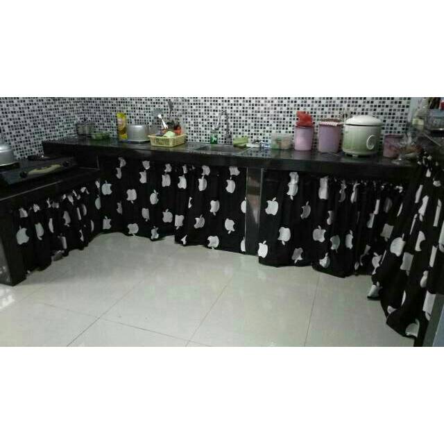 Gorden bawah kompor/Gorden kolong dapur/Gorden meja dapur katun panca