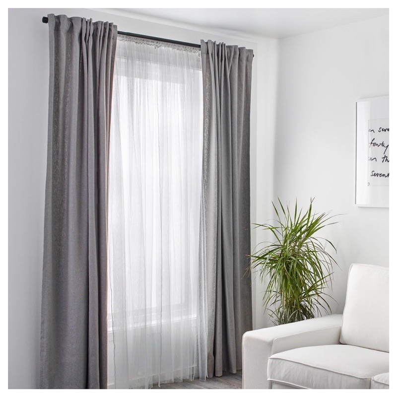 LILL Vitrase gorden Jaring, 2 pcs, 2.5 x 2.8 M, Putih Polos, Hordeng