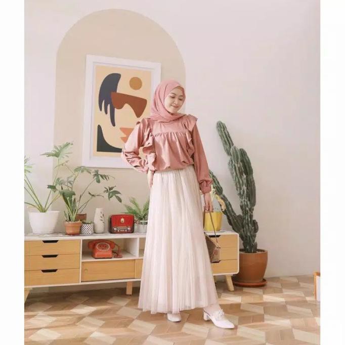 Jual Rok Tutu Dewasa Panjang Muslim Rok Jaring Wanita - Coklat Susu | Shopee Indonesia