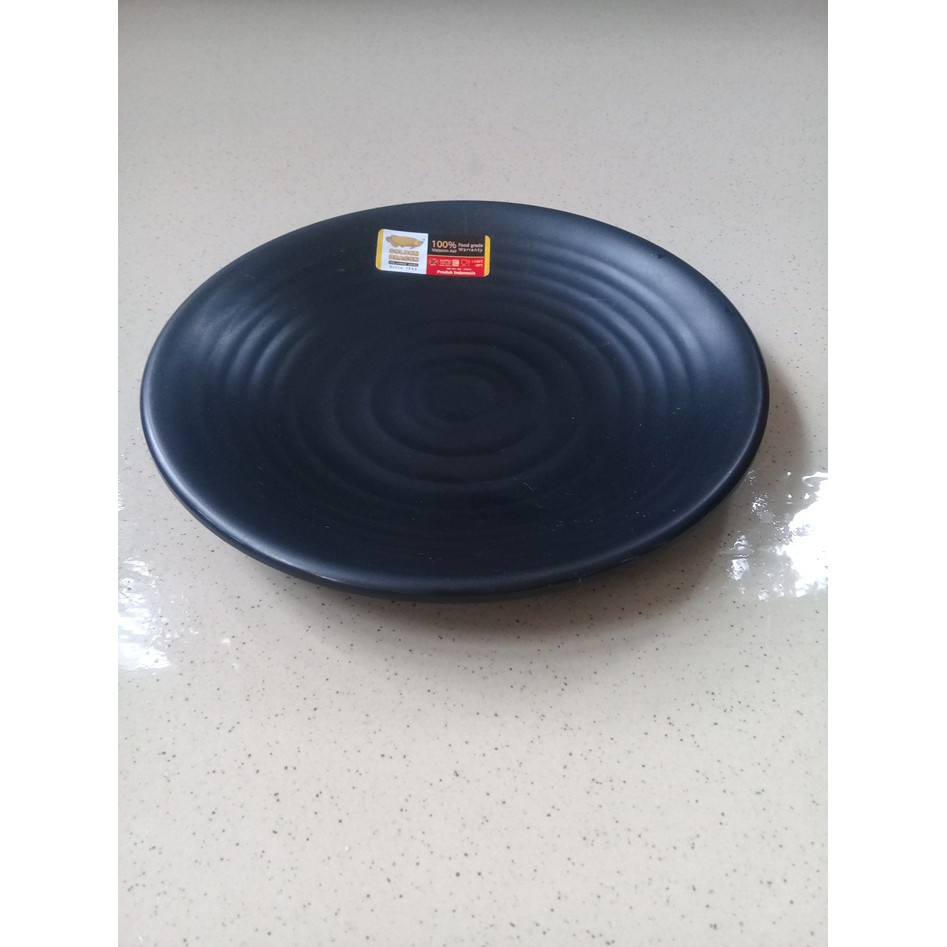 Piring Tembikar Bulat 6" Hitam Melamine Golden Dragon