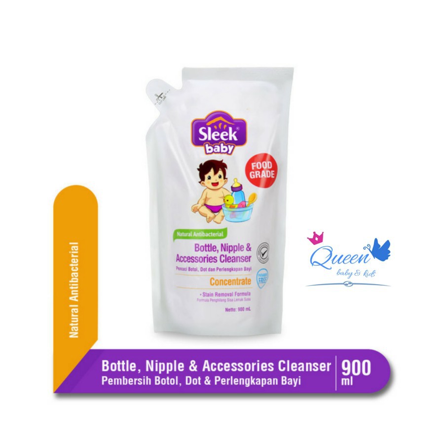 Jual SLEEK baby BOTTLE NIPPLE ACCESSORIES CLEANSER isi 900 ml POUCH