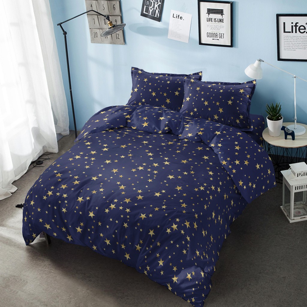 Kintakun Bed Cover Only King Stardust D'luxe Gold Biru Uk