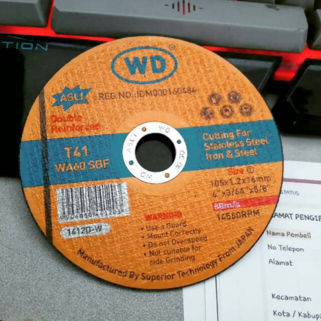 Jual Mata Gurinda Potong 4 x1.2 WD / Batu resibon potong besi/Batu