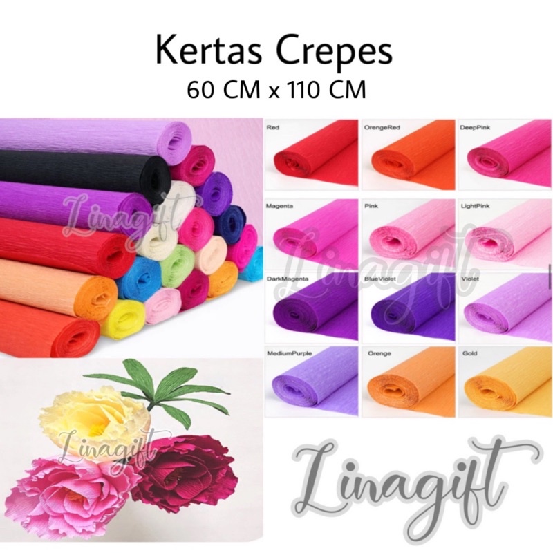 Jual ( Ecer ) KERTAS CREPES KERTAS KREP / TISSUE CREPP / TISU CREPE PAPER 110x60 MERAH KUNING