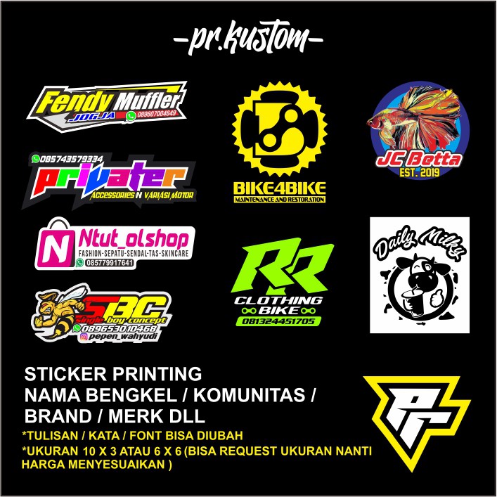 Jual Sticker Stiker Nama Bengkel Komunitas Team Nama Usaha Dll | Shopee Indonesia