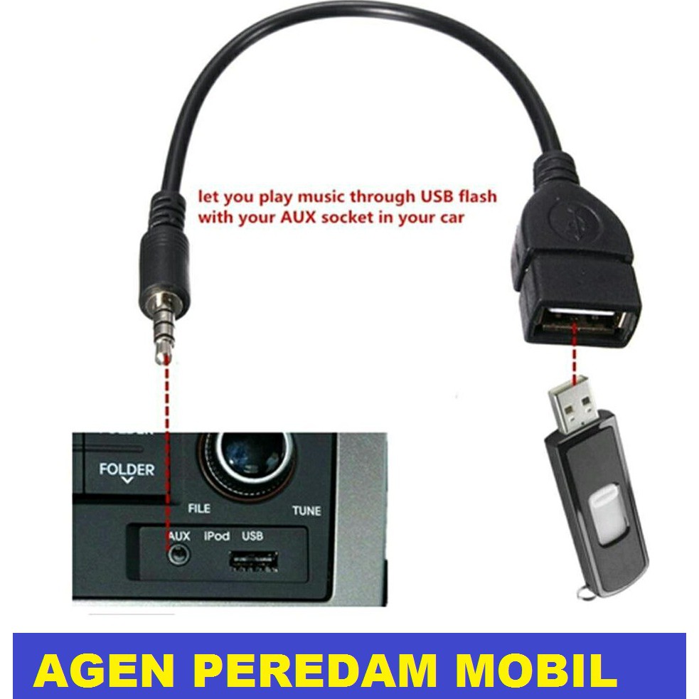 Kabel Aux ke Flashdisk Pemutar Lagu di Audio Mobil