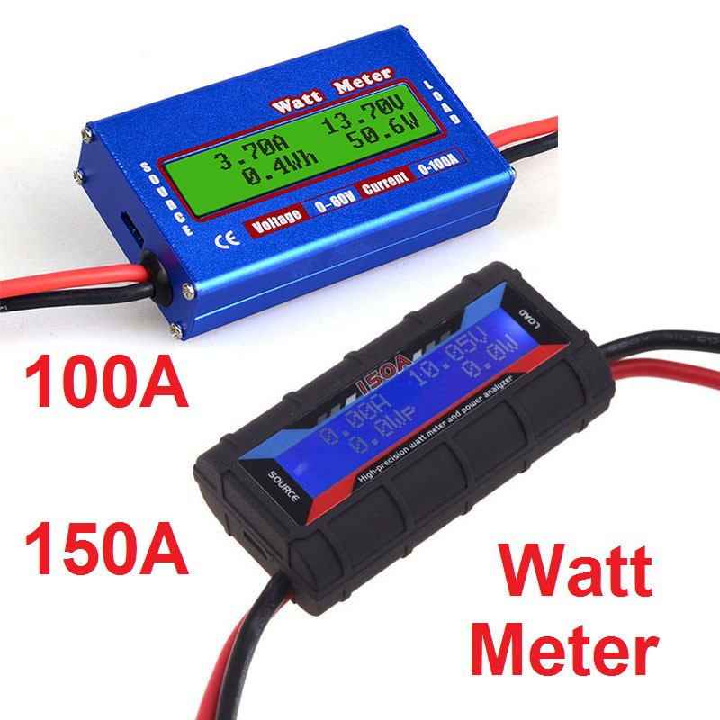 Jual Watt Meter DC 60V 100A 150A Digital LCD Display Lipo Battery Power