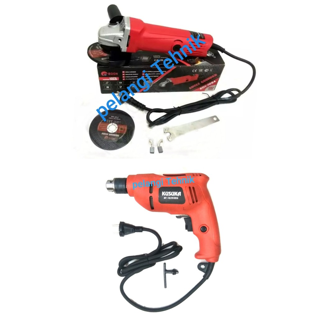 MESIN BOR PAKET GERINDA BOR 10MM BOLAK BALIK DAN GURINDA 4 Inch Edon Shopee Indonesia