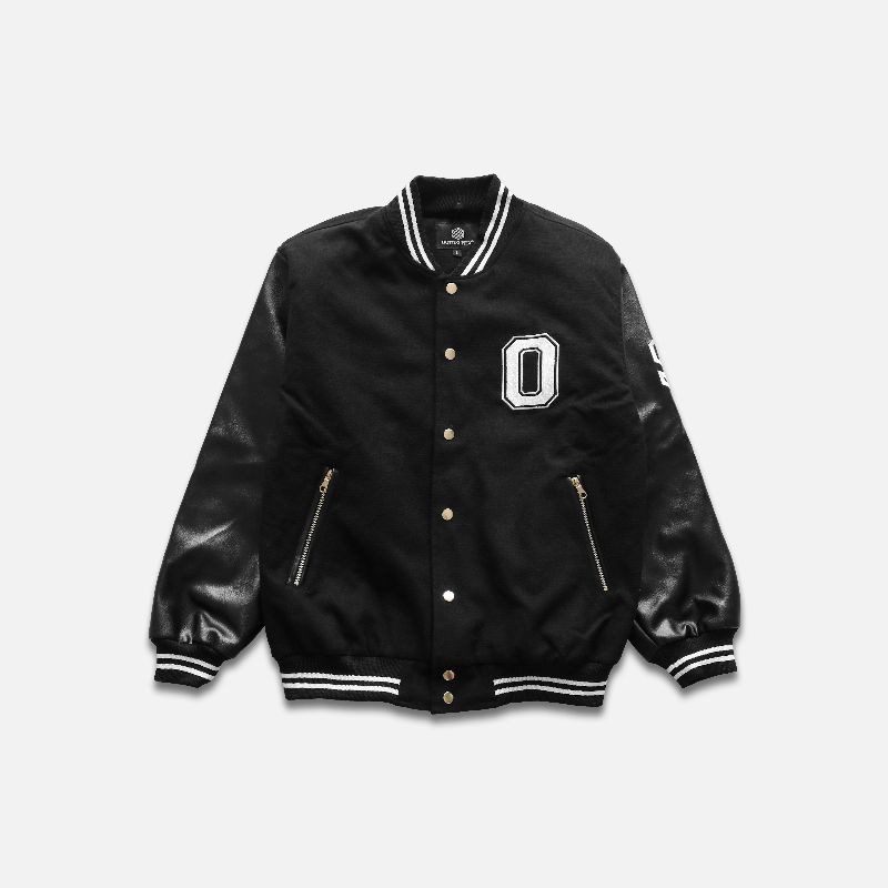 OOTDSUPPLY Varsity Jacket Black Shopee Indonesia