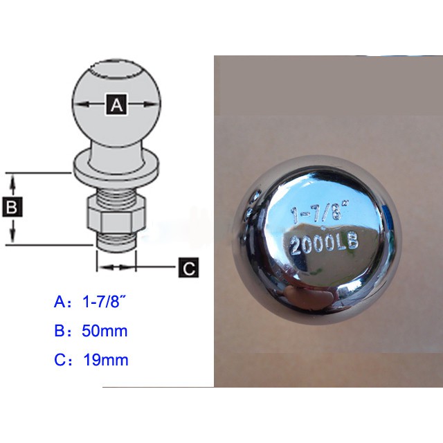 Jual Towing Ball 1 7 8 Inch Kapasitas 2000 Lbs - Hitch Ball Tow Ball Bola | Shopee Indonesia