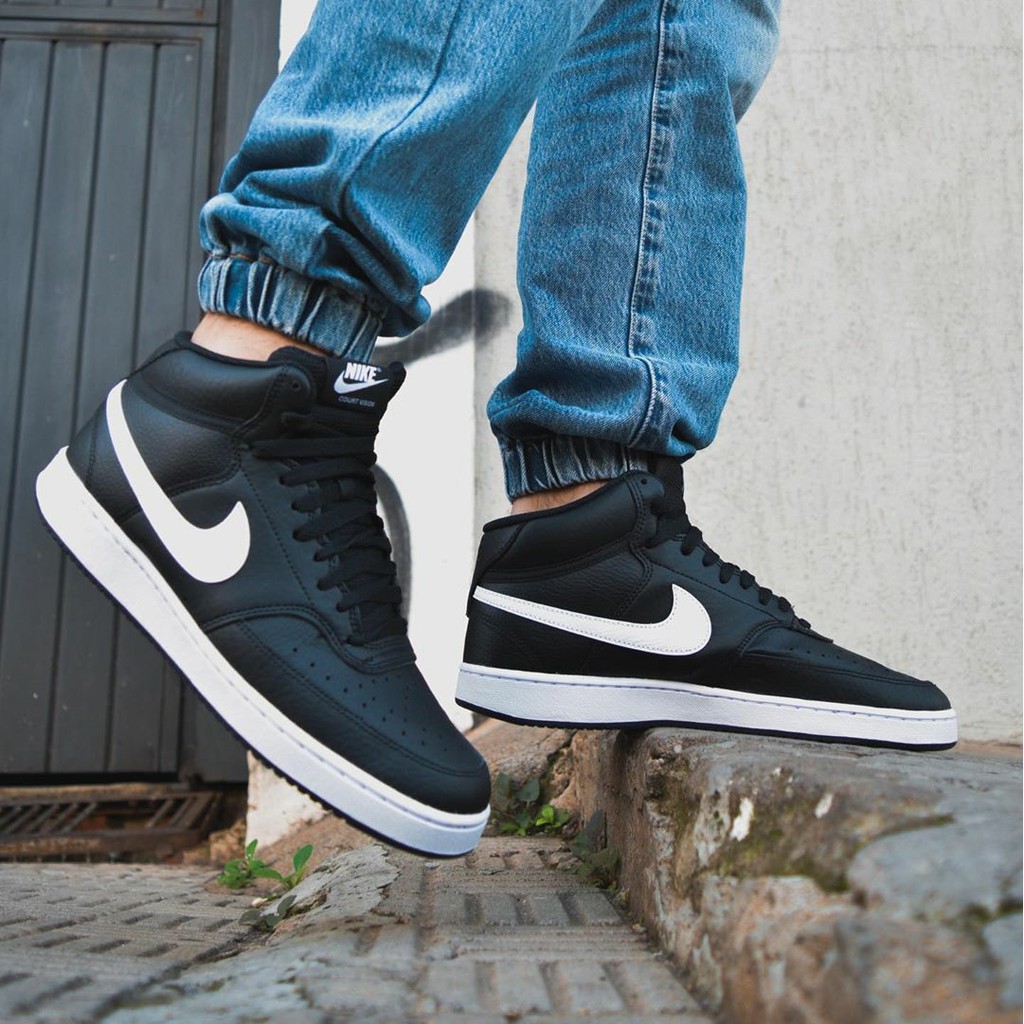 Jual Nike Court Vision Mid "Black/White" Original | Shopee Indonesia
