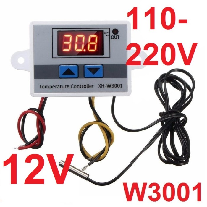 Thermostat Digital AC 220V XH W3001 Termostat Alat Pengatur Suhu Panas 12V DC Terbatas