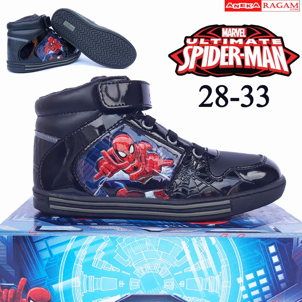 SEPATU ANAK KARAKTER SPIDERMAN SEPATU HITAM SEKOLAH TK SD BOOT Shopee