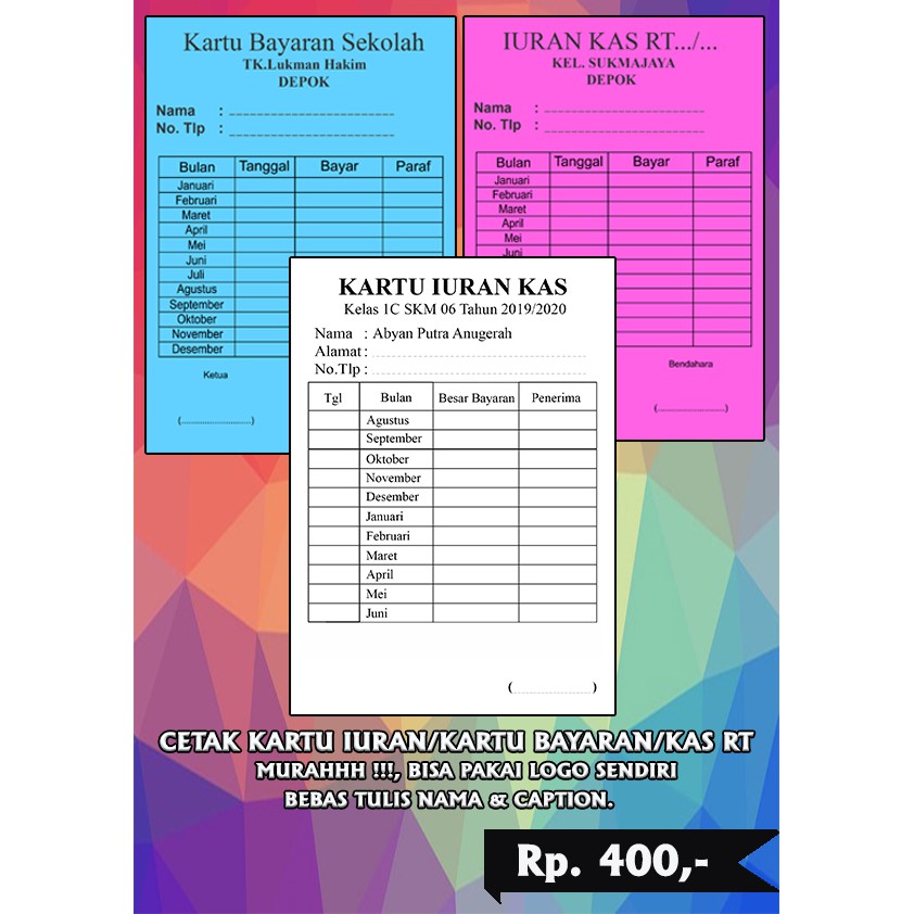 Angsuran Contoh Kartu Paket Lebaran Mingguan kartu
