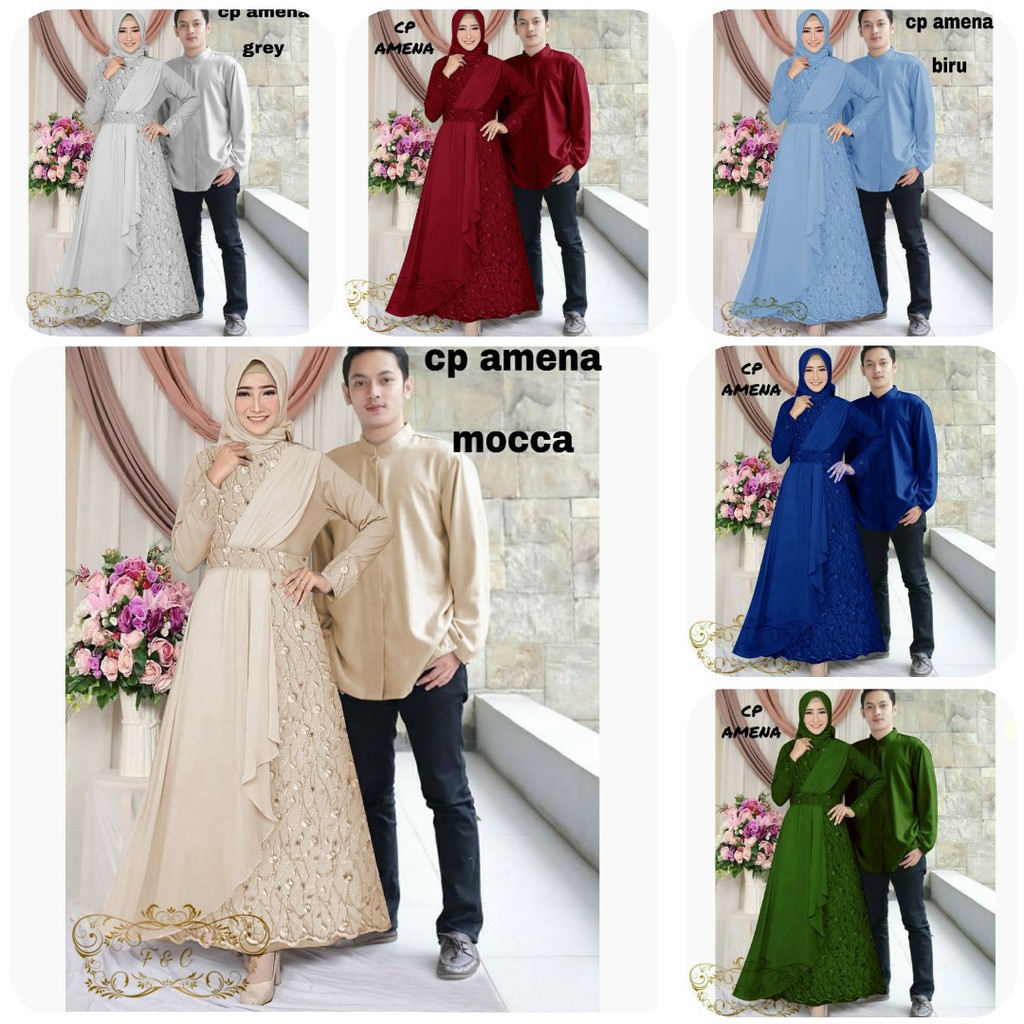 Jual ADA REAL PIC!! SET CP AMENA CP FORTUNE GAMIS COUPLE MOSCREPE KOMBI