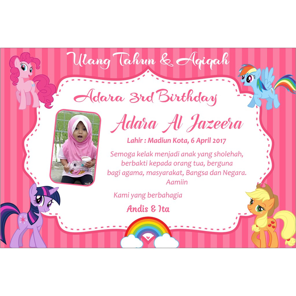 Kartu Ucapan Aqiqah Bayi Pada Berkat Kotak Nasi