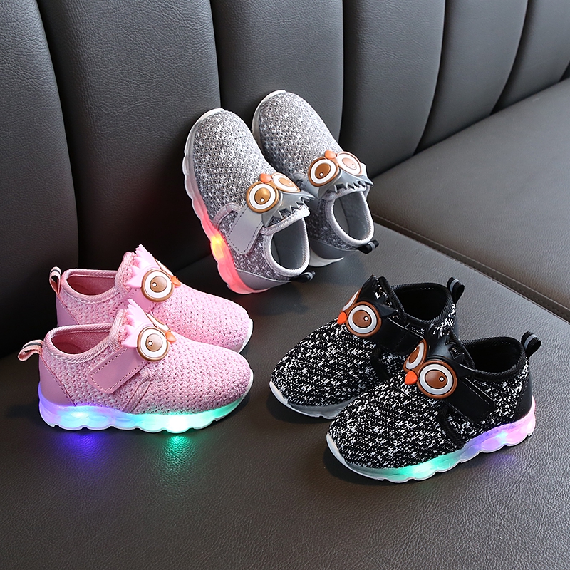 Sepatu Bayi Anak Lakilaki Perempuan LED Light Net Lembut