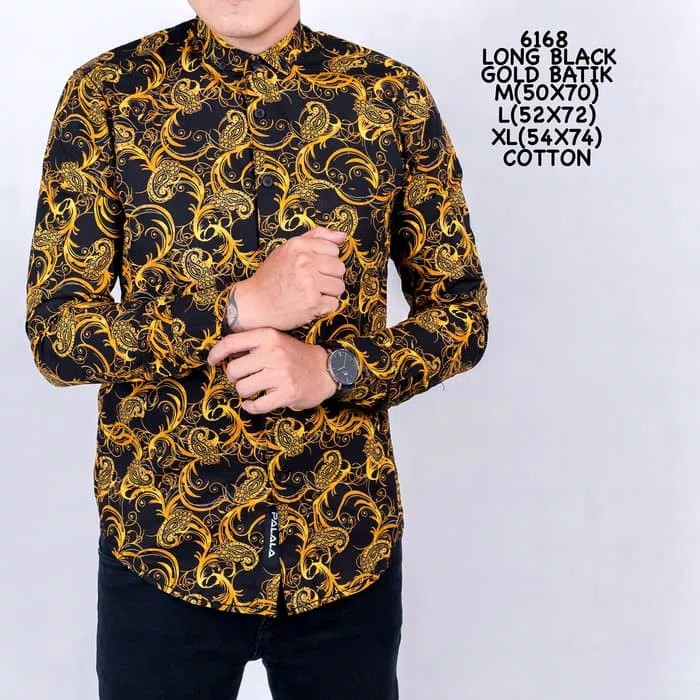 Jual Baju Kemeja Batik Pria Black Gold - Hitam, M Best Quality  Indonesia|Shopee Indonesia
