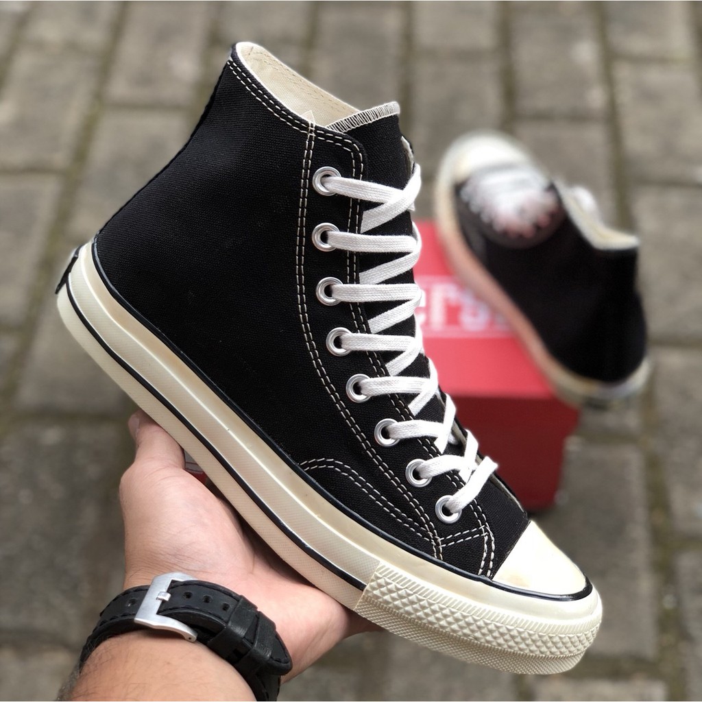 SEPATU CONVERSE 70S HIGH BLACK WHITE PREMIUM Shopee