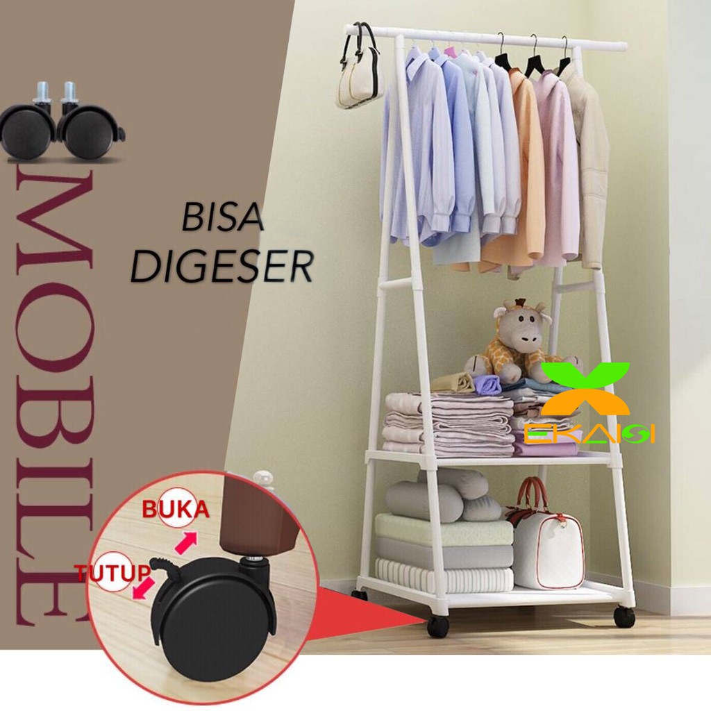 Triangle stand hanger baju rak buku rak pakain rak serbaguna dengan 4