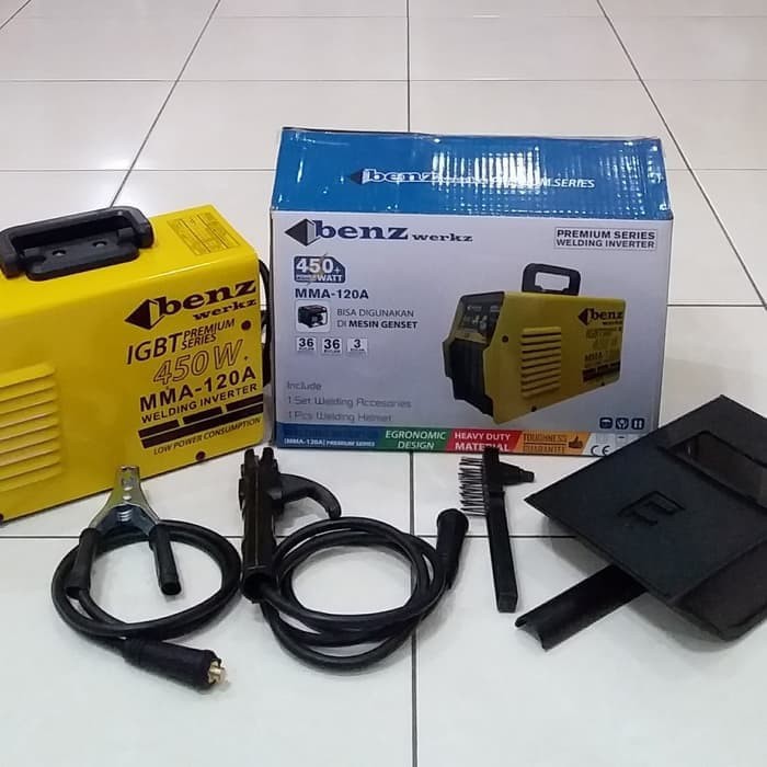 Inverter IGBT BENZ 450w Mesin Las Listrik 120A Low Watt >> Murah + Aksesoris + Garansi + Bisa