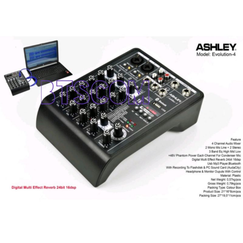 Jual MIXER ASHLEY EVOLUTION4 MIXER ASHLEY 4 CHANNEL WITH SOUNDCARD