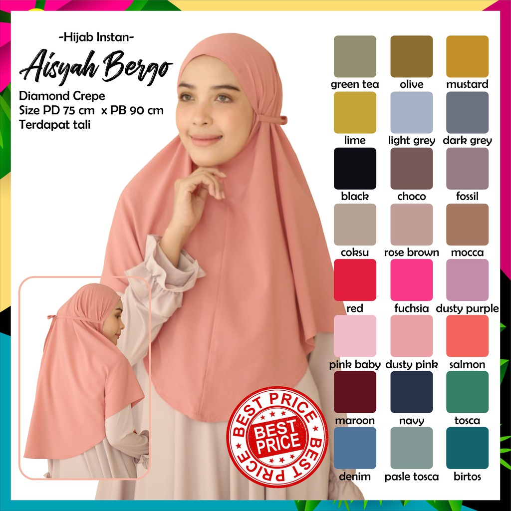 JILBAB INSTAN HIJAB INSTAN KERUDUNG INSTAN AISYAH BERGO Shopee Indonesia