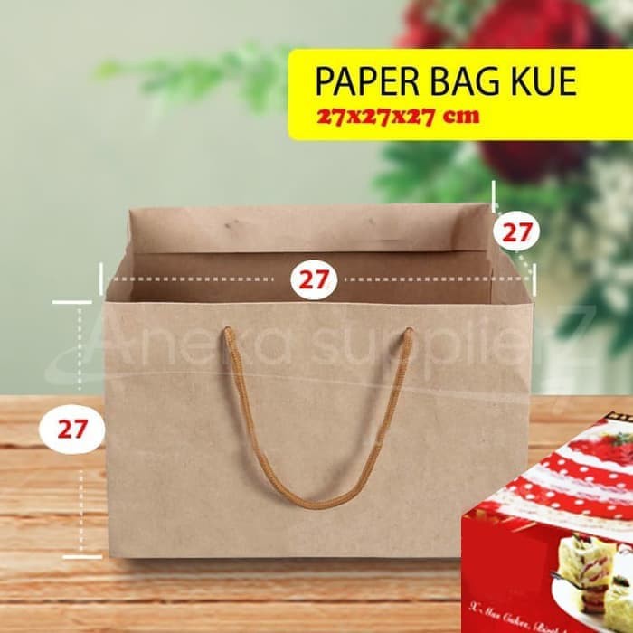 Jual Paper Bag Kue Cake Box 27x27x27 cm (10 pc)