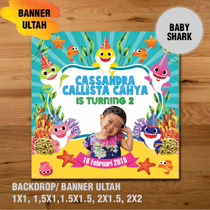 BABY SHARK BANNER/ BACKDROP/ SPANDUK ULANG TAHUN ULTAH