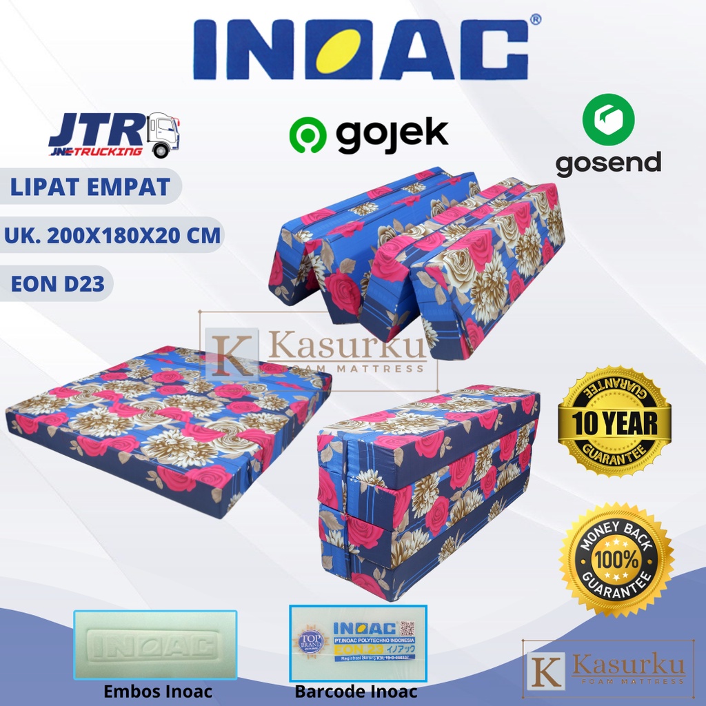 Jual Kasur Lipat Empat Inoac Ukuran 200 x 180 x 20cm Original Garansi