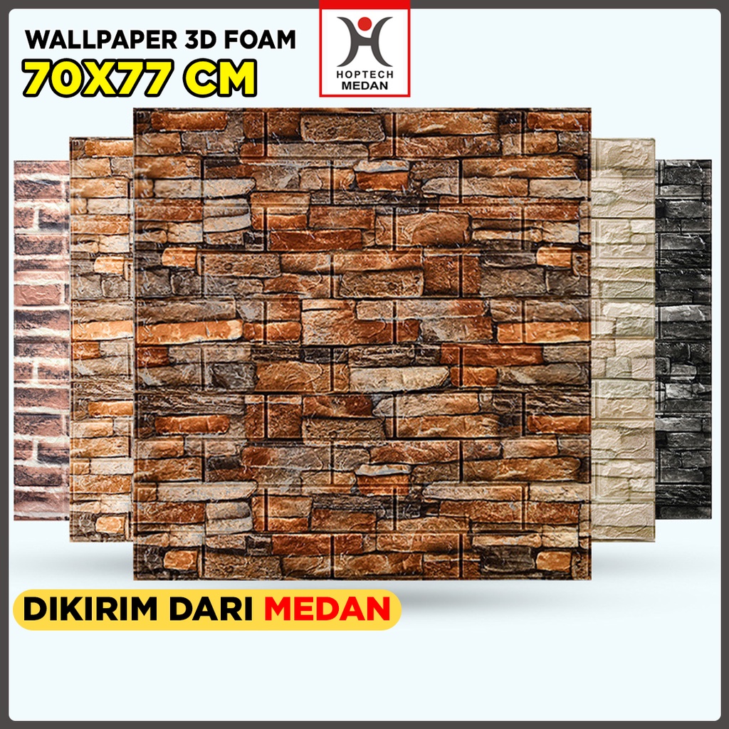 Jual Wallpaper Dinding 3D bata motif Batu Alam / wallpaper 3D Foam
