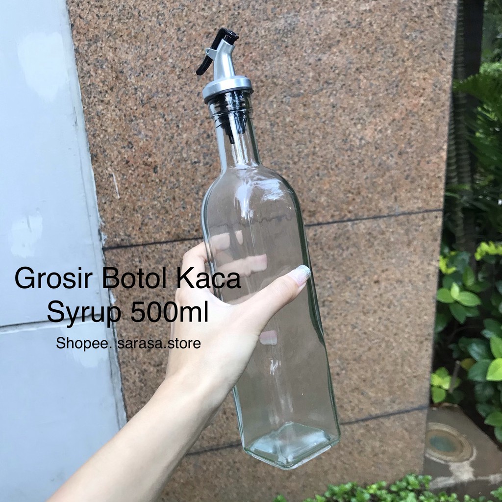 Jual Botol Syrup Minyak Kaca 500 ml syrup, Oil Wadah Bumbu Olive Perisa
