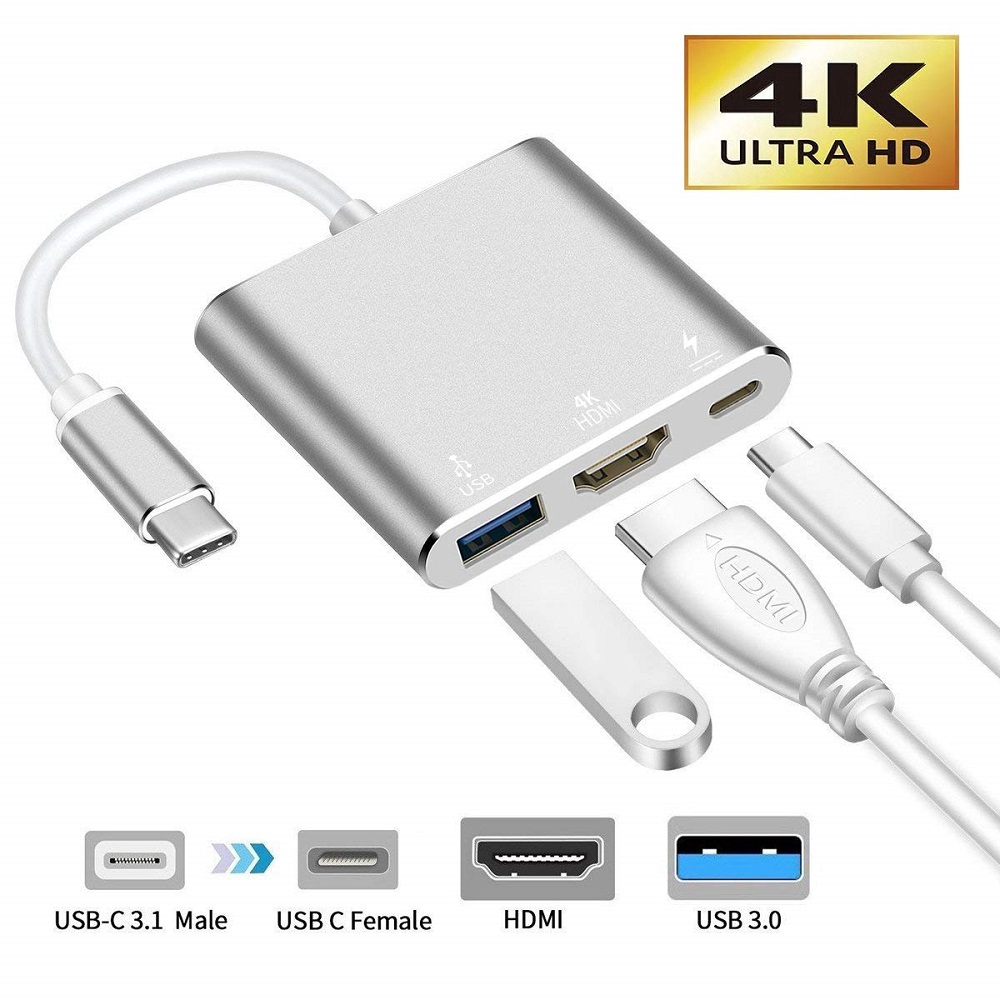 Jual Kabel Adaptor Konverter Usb 3.1 Tipe C Ke Usb-C 4K Hdmi 3 In 1 Untuk Macbook Pro | Shopee Indonesia