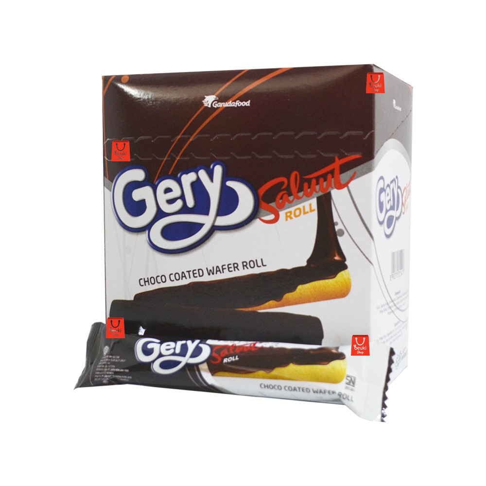 Jual Gery Saluut Roll Choco Coated Wafer Roll Biskuit Roll Coklat - 24Pcs X 5.5Gr | Shopee Indonesia