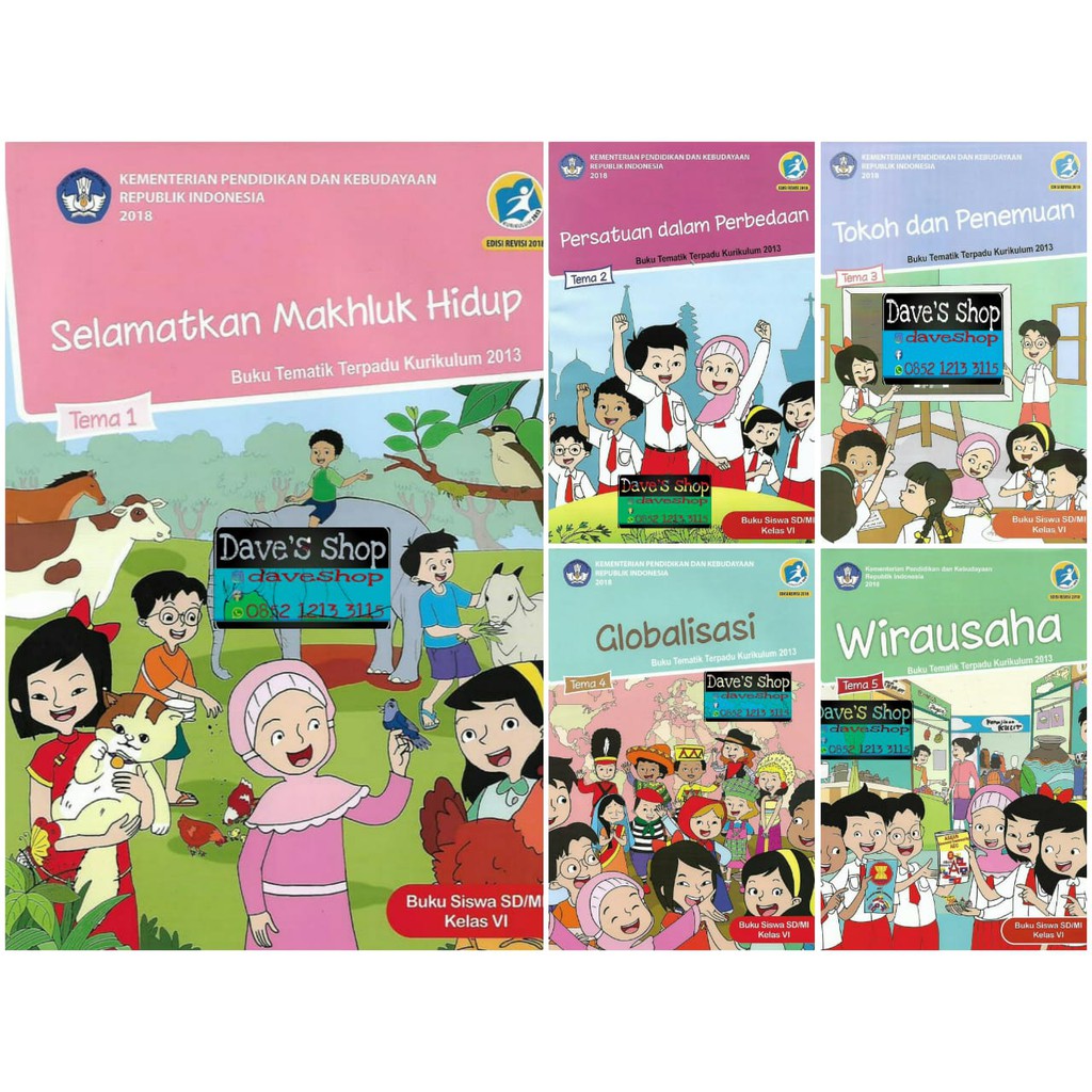 Paket Buku Tematik SD Kelas 6 Semester 1 “ Tema 1,2,3,4,5 ” Kurikulum 2013  Edisi Revisi 2018 | Shopee Indonesia