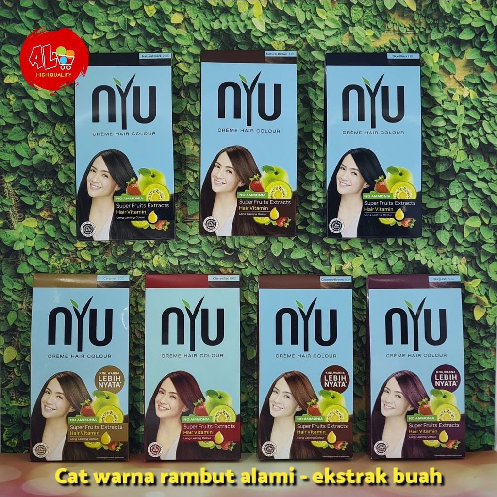 Jual Pewarna Cat Rambut Alami Nyu Creme Hair Colour No Ammonia Ekstrak Buah 7 Warna Hitam Coklat Merah | Shopee Indonesia