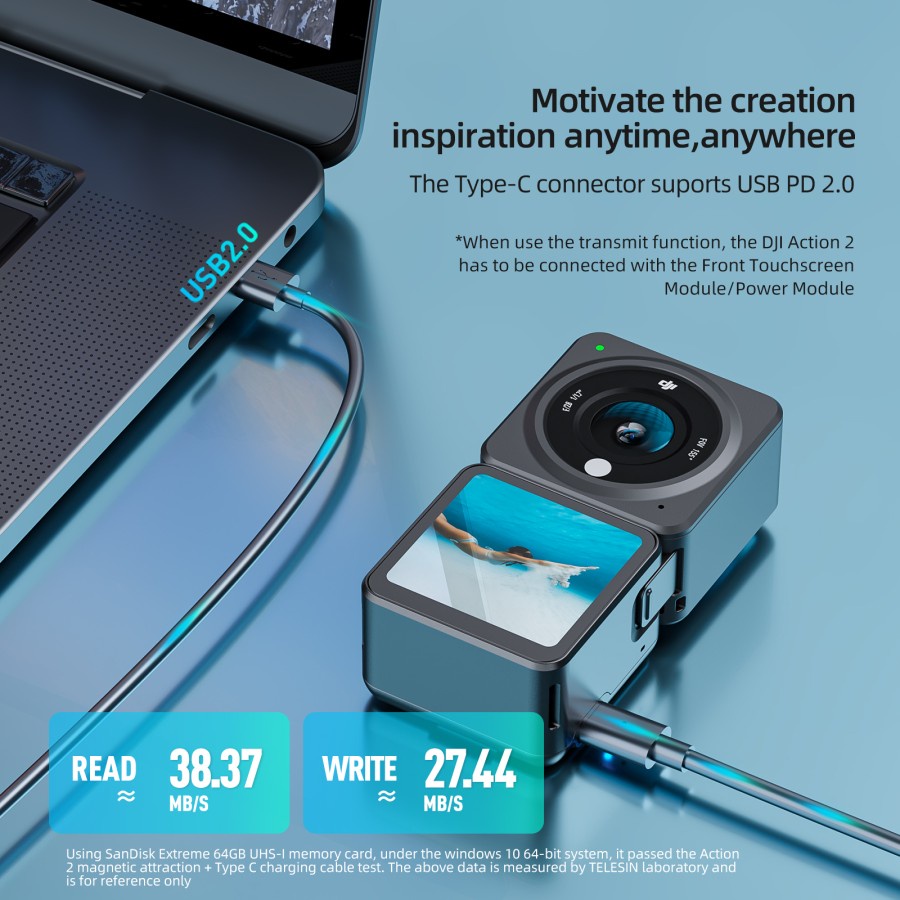 Jual Telesin 2 In 1 Fast Usb Magnetic Charging Cable Dji Osmo Action 2 | Shopee Indonesia
