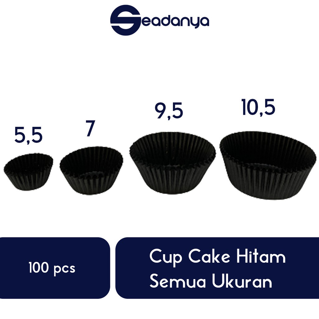 Jual Cup Cake Hitam Semua Ukuran 100pcsCake Cases/Bolu/Roti Kukus/Kue