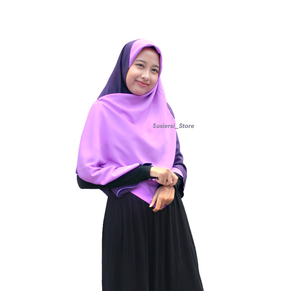 Jilbab segi empat kombinasi wolfis ukuran 130 x 130 Shopee Indonesia