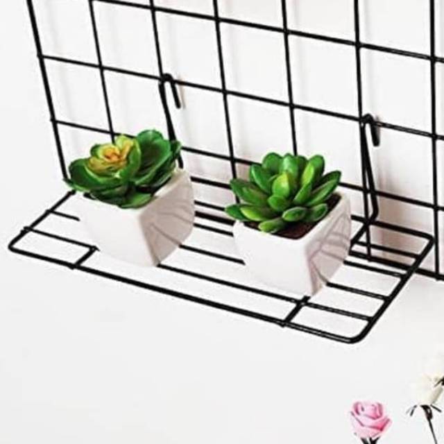 Jual RAGA HITAM (Rak Gantung grid wire mesh) hiasan hijang segi