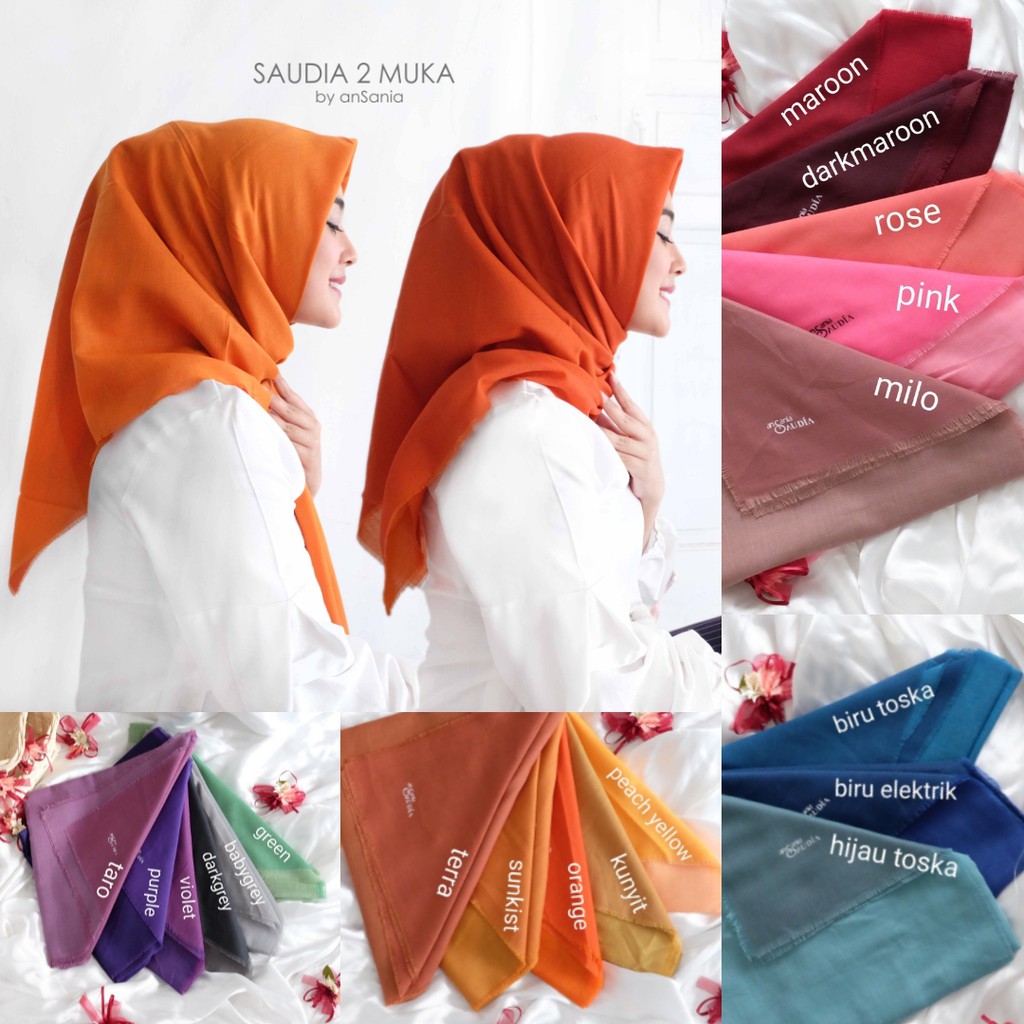 JILBAB SEGIEMPAT SAUDIA BOLAK BALIK ANSANIA HIJAB 2 WARNA BY ANSANIA