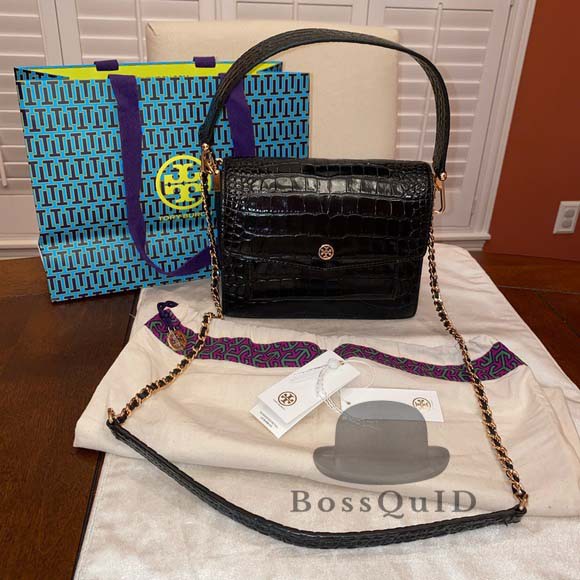 Jual Tory Burch Robinson Embossed Shoulder Bag Black Shopee Indonesia