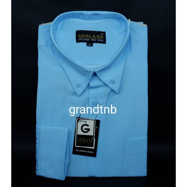 Jual Kemeja Pria Geoland Biru Langit Polos Lengan Panjang Indonesia|Shopee  Indonesia