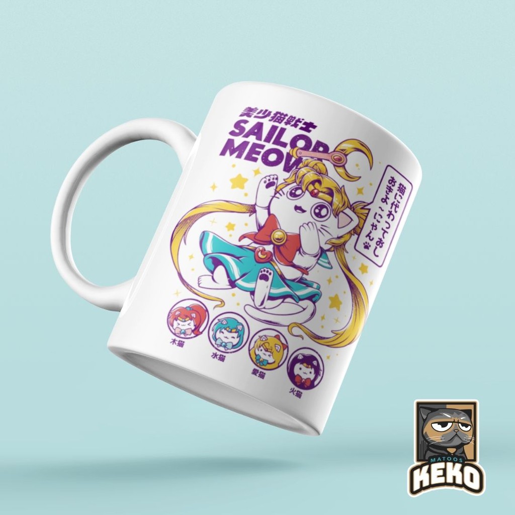 Gelas Mug Lucu Gambar Animasi Kucing Sailor Meow | Shopee Indonesia
