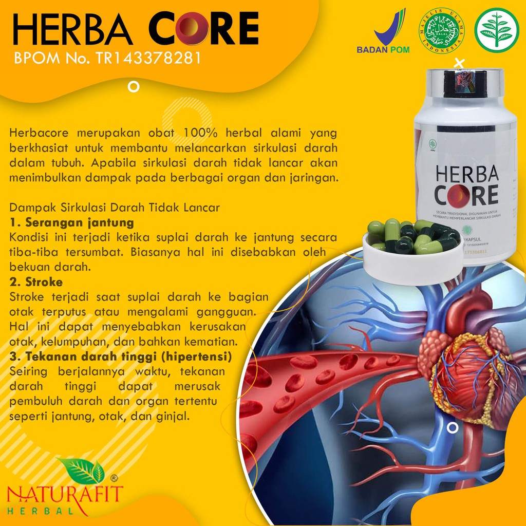 Jual Obat Pelancar Darah Ampuh Herbacore dari Naturafit Halal BPOM Herbal  Indonesia|Shopee Indonesia