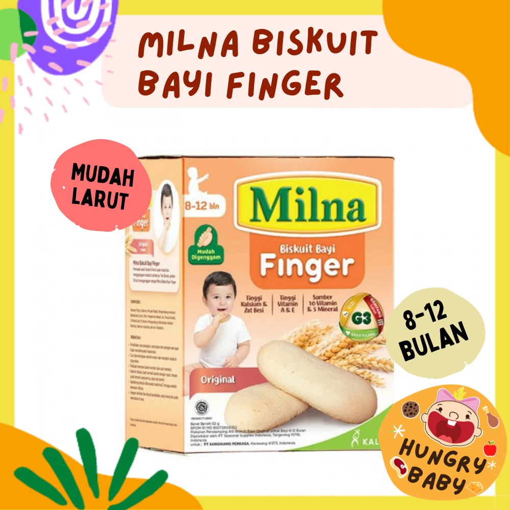 Jual Milna Biskuit Bayi Finger 52 gram / Snack Baby Finger Biscuit 52 g / MPASI Cemilan Bayi 8