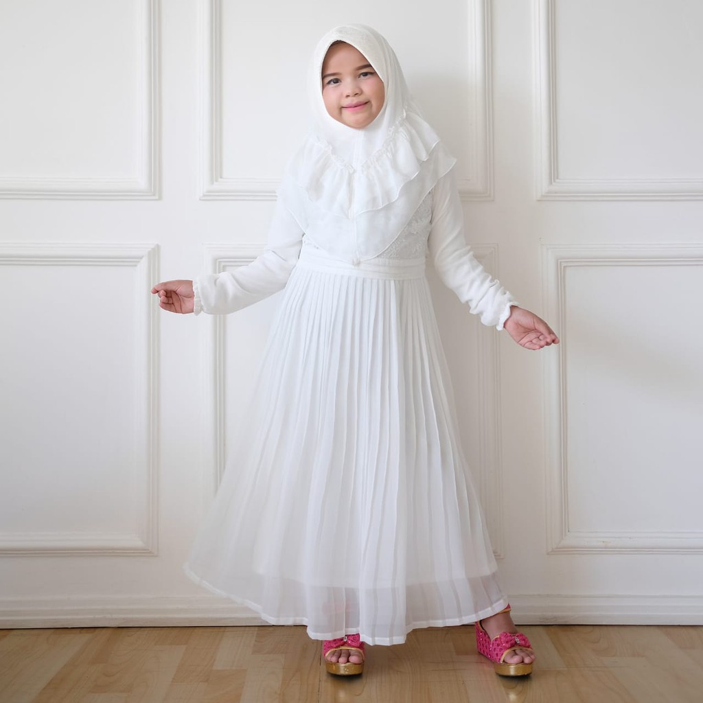 Gamis Anak Syari Set Kerudung Gamis Ceruty Polos Anak Perempuan Gamis
