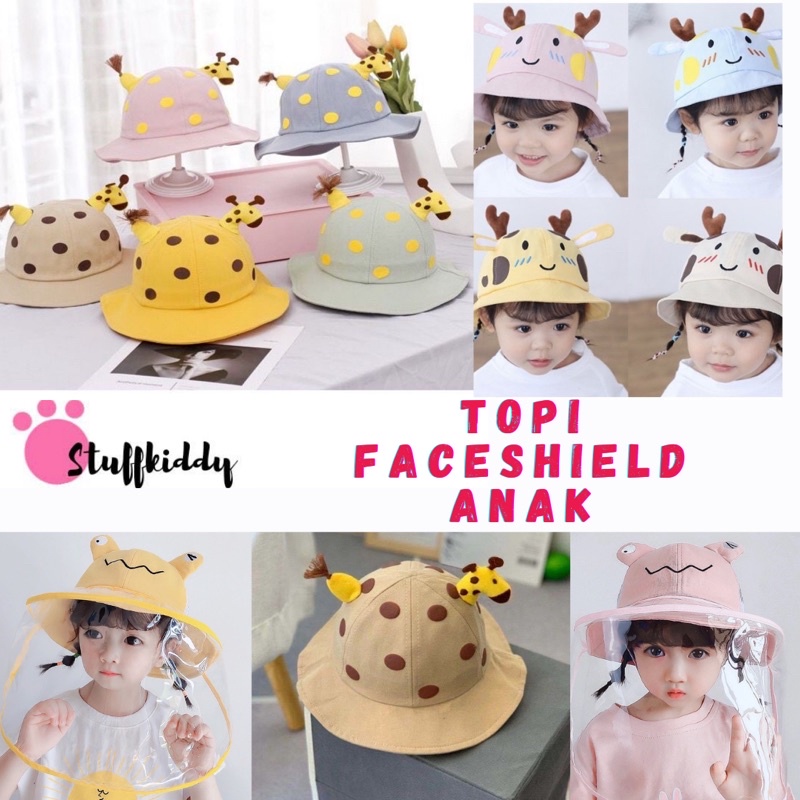 Jual TOPI FACE SHIELD ANAK ANTI CORONA LUCU IMPOR / FACE SHIELD ANAK