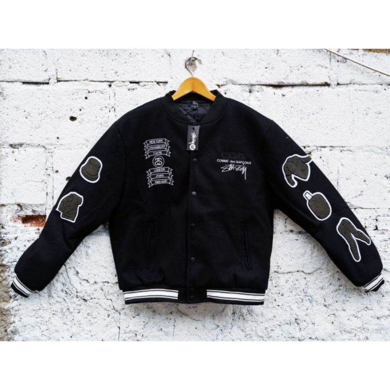 Jual Sale Jaket Comme Des Garcons X Stussy 40Th-Anniversary Varsity Jacket | Shopee Indonesia